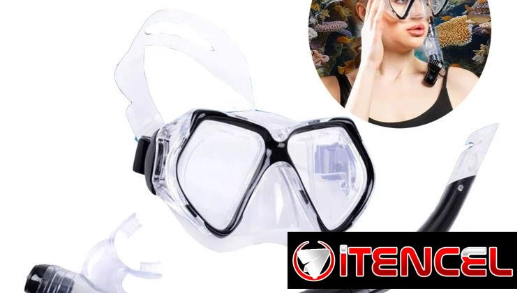 Máscara p bucear doble visor cristal y snorkel
