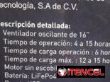 🔆 Ventilador Recargable de 16 pulgadas. Marca: STAVEL, LD-8016. Batería: LiFePO4, 7200 mAh. Potencia 26W.