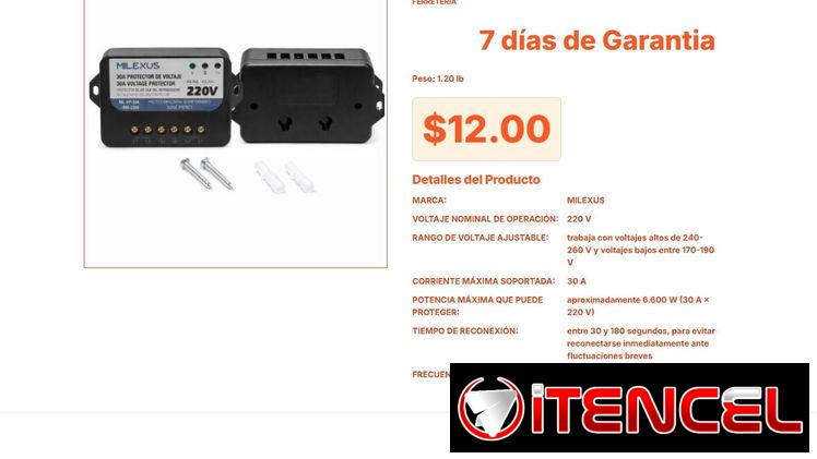 Protector de Voltaje Milexus 30A para Protección de Maquinaria y Motores VPT#-0258
