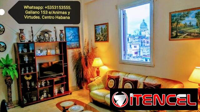 Renta x días de apto de 1 cuarto en Galiano, Centro Habana.cerca de malecón, balcón con amplia vista.Zona de no apagones