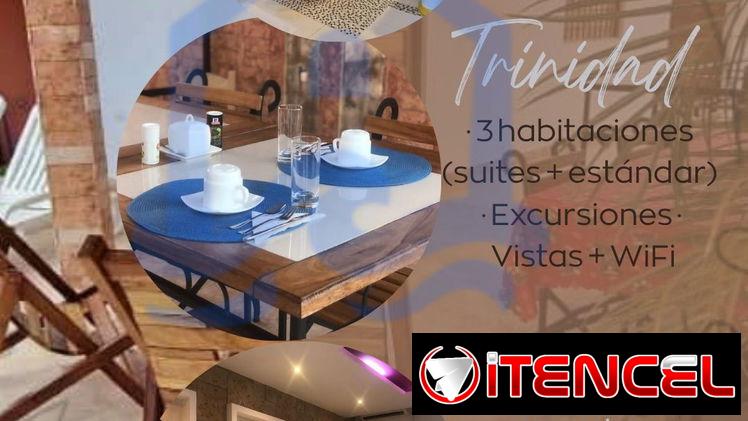 Renta de 3 habitaciones en el centro de Trinidad con capacidad para 8 personas.