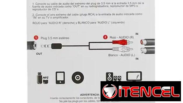 CABLE DE 2 PLUGS RCA A PLUG 3,5MM ESTEREO