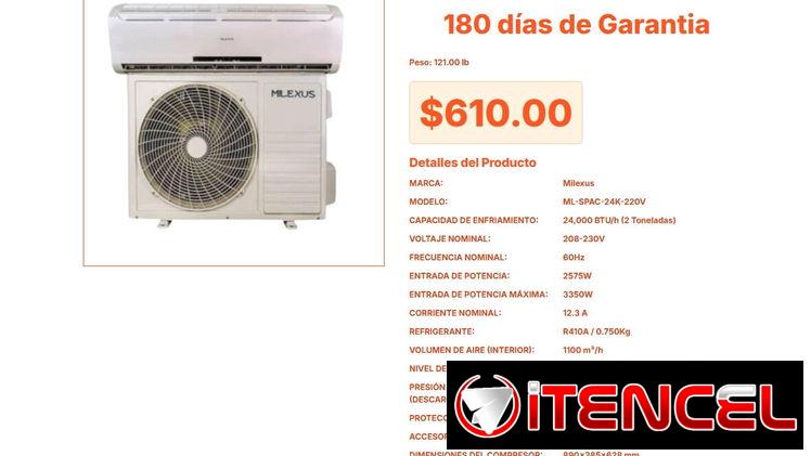 Aire Split 24K 220V Milexus de 121 libras para máxima durabilidad VPT#-0014