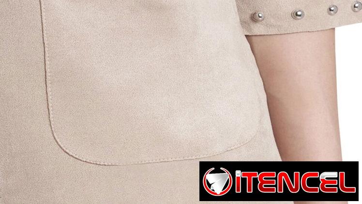 Vestido beige con detalles perlados