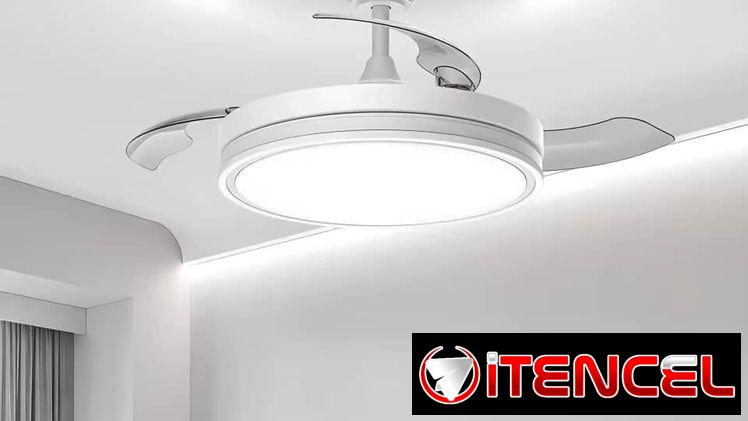 Lámpara ventilador de techo con aspas plegables luz calida y fria