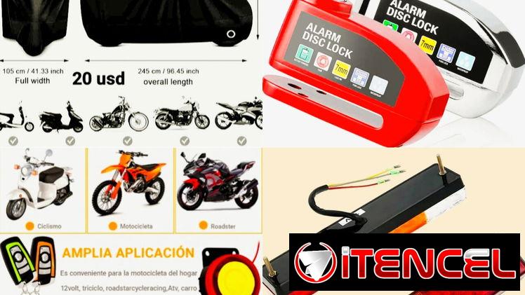 CAPAS PARA TAPAR LA MOTO 💥 CANDADO DE DISCO CON ALARMA 🔊💥 ALARMA PARA MOTOS DE CUMBUSTION 💥 FAROS TRASEROS PARA TRIC