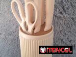 Set de cuchillos de 6 piezas con base plastica marca KUNSION hoja dura en 10000cup