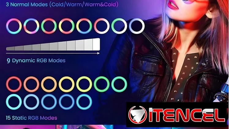 Anillo de luz RGB para selfie de 12″ con trípode de escritorio de 4″y 1 soporte para teléfono