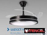 Ventilador de techo 42 pulgadas Aspas Transparentes plegables Lámpara LED Bocina con Bluetooth y Mando $130 USD Transpo