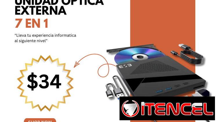 Unidad óptica externa multifunción 7 en 1 USB 3.0 / Tipo-C