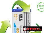 🔋​ BATERIAS RECARGABLES 9 VOLT 🔋​ MARCA EBL® 🔋 CALIDAD 🔋 LA MEJOR 🔋 600mAh 🔋 – 5.887.23.60