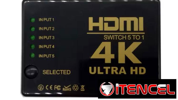 Distribuidor HDMI 5 en 1 Conecte 5 equipos a su televisor por un solo HDMI Con su control remoto!!