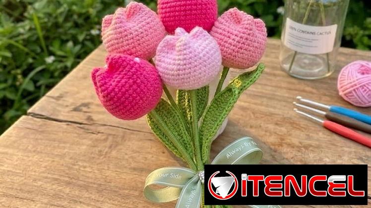 Ramos de flores artificiales tejidas a crochet