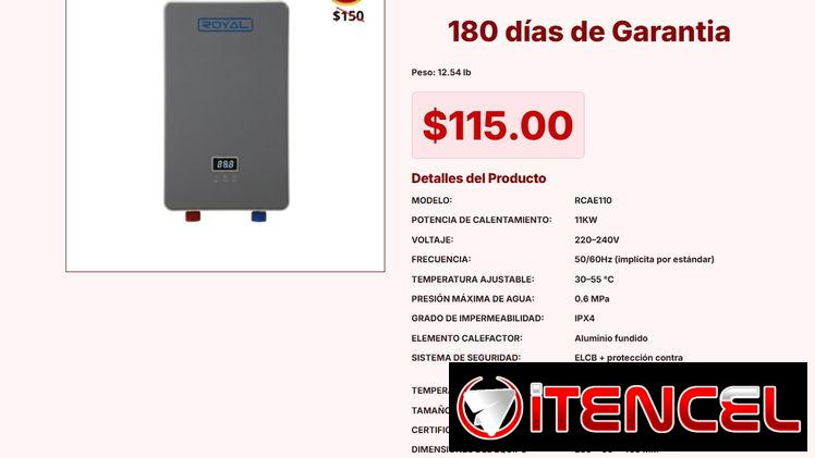 Todo lo que buscas en este Calentador de agua instantáneo por 115 USD VPT#-0064