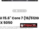 MSI 15.6″ Core 7 (16/512GB) RTX 5050 Modelo: MSI Cyborg 15 B2RWFKG