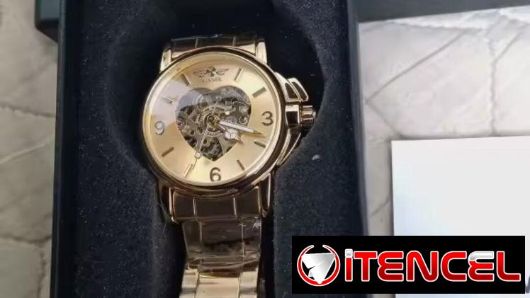 Día madres Reloj dorado lujoso para mujer, automático, pulsera mecánica, diseño en forma de corazón