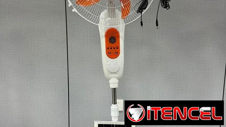 Ventilador recargables con panel solar y dos bombillos