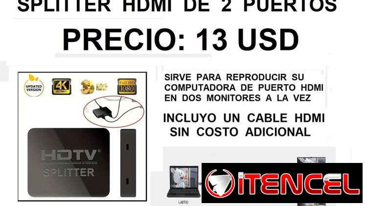 SPLITTER HDMI PARA VER SU COMPUTADORA O LAPTOP EN DOS MONITORES A LA VEZ