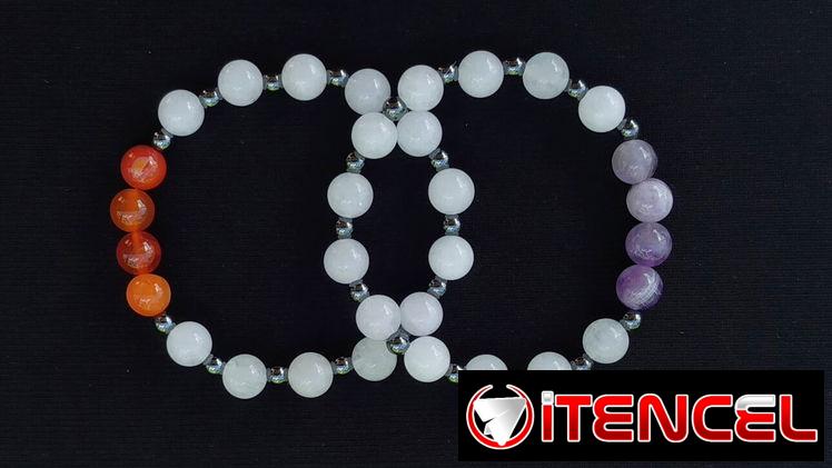 Pulseras Cuarzo Blanco, Amatista, Hematita y Cornalina