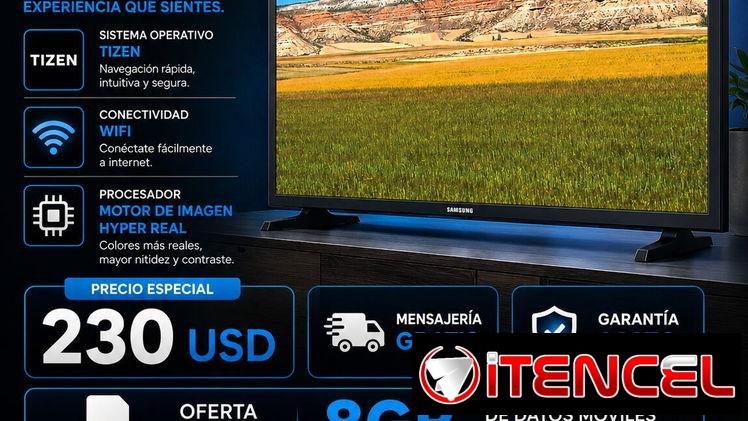 Smart TV SAMSUNG 32″ HD ,SisOP Tizen ,Soporte para Alexa ,Funcion de compartir pantalla ,Accesorio incluido de soporte d