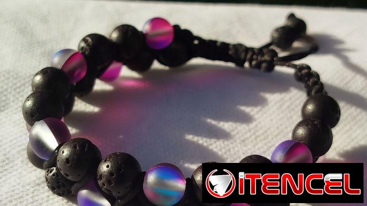 Pulsera doble de Cuarzo electrificado y Piedra Volcánica