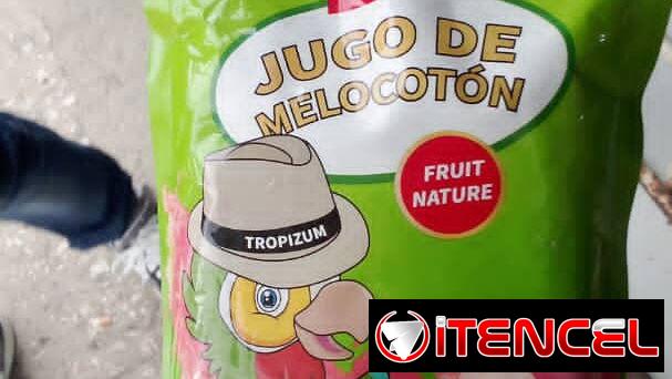 Jugo de melocotón 330ml de piña y mango,todo con factura en formato de bolsa flexible con tapa