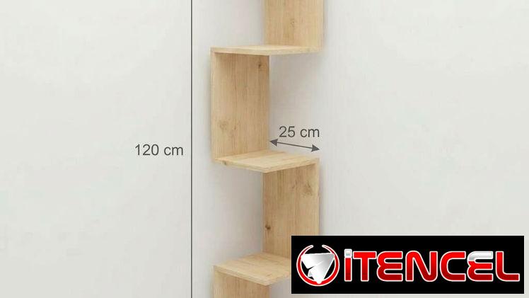 Mueble esquinero para cuartos y salas, ideal para adornos, libros y útiles escolares. Diseño en zigzag