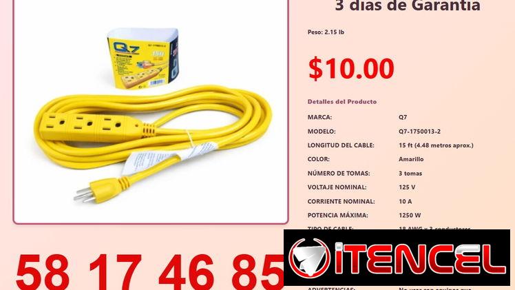 EXTENSION ELÉCTRICA 15FT. CON MULTI TOMA-Q7