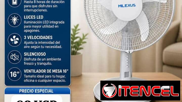 Ventilador recargable de mesa Milexus de 16″
