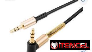 Cable Audio Auxiliar 3.5mm Resorte con Micrófono  de 1 metro;