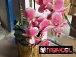 Macetas con flores artificiales