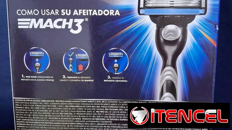 Estuche de maquina de afeitar guillette Mach3 con Shampoo.