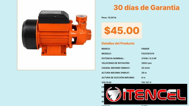 Bomba de Agua Eléctrica de Cobre 0.5 HP: Finder Fuerza Extrema Real Pro VPT#-0426