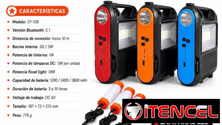 RADIO CON PANEL SOLAR, LINTERNA, BLUETOOTH Y LÁMPARA LED