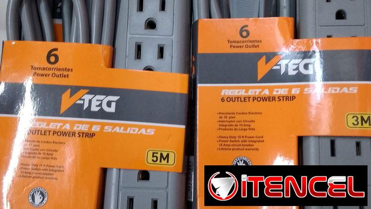 Regleta de 6 tomas y su botón de encendido y apagado, su mejor opción para proteger sus equipos