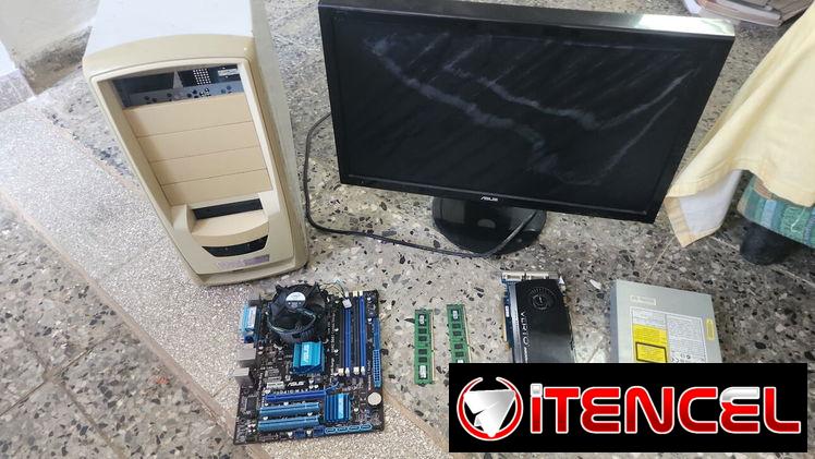 ​Combo de Piezas PC: Placa ASUS + GPU + Chasis + Monitor (Repuesto)