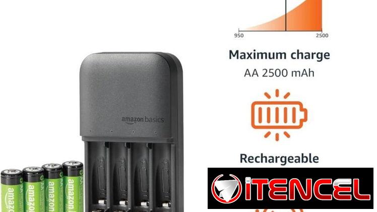Pilas aa recargables y cargador de pilas combo completo Amazon basic