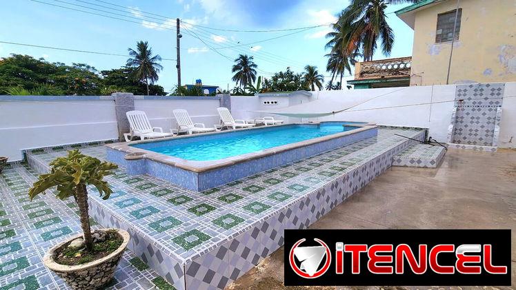 Renta casa con piscina y mesa de billar en Playa Boca Ciega 🌊 1/2 cuadra del mar ,+53 52463651 ,L