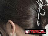Pellizco de Metal color plateado con perla blanca 12. 5 cm Grande