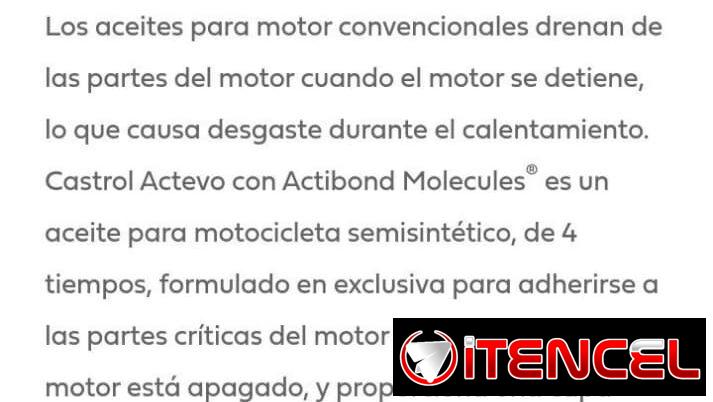 Aceite de Motor Castrol Actevo 20W50 para Motos 4 Tiempos, Pomo 946 ML
