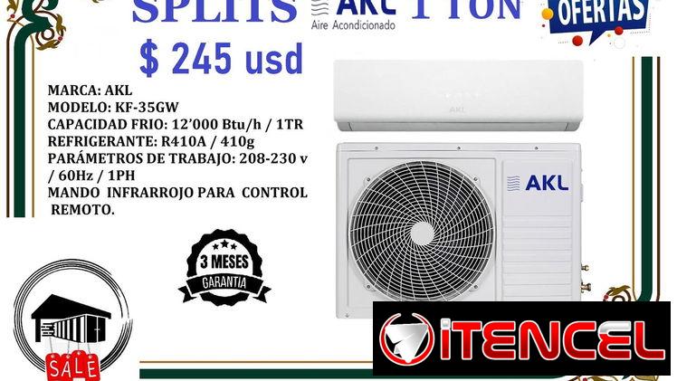 Split de 1 tonelada marca AKL 220v convencional