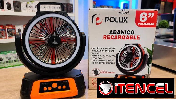 🏚️VENTILADOR RECARGABLE COLOR NARANJA  MARCA POLUX 👉POSEE GANCHO DE SOPORTE 👉CARGA EL TELÉFONO, A 40 USD.