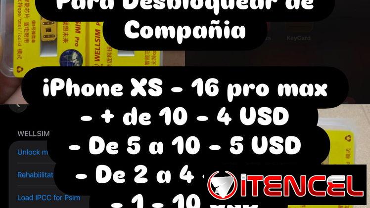RSIM ÚLTIMO MODELO Para Desbloquear de Compañía iPhone XS – 16 pro max