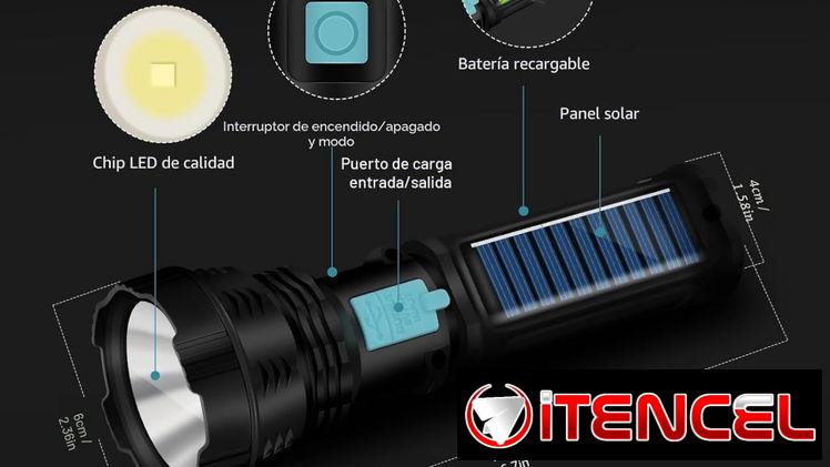 – Linterna con Panel Solar y Carga Ràpida.