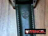 Reloj, pulsera y esfera verde, para hombre, de cuarzo, correa de cuero. De baterías.