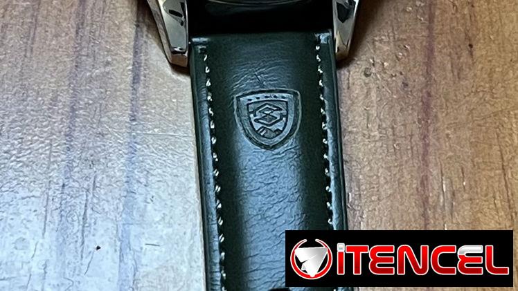 Reloj, pulsera y esfera verde, para hombre, de cuarzo, correa de cuero. De baterías.