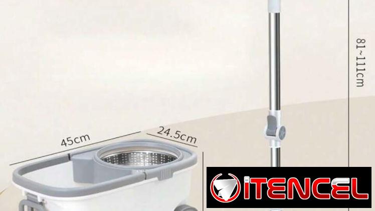 ✨✨ Fregona centrífuga – Doble sistema de giro – Mopa extra – Acero inoxidable – 45x26x22 cm