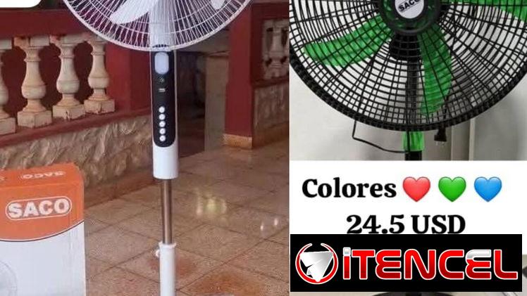 Ventilador recargable de pedestal con panel solar 48 usd