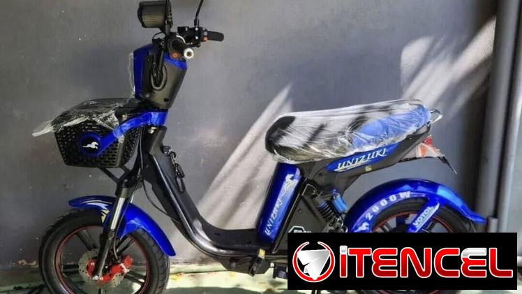 Bici moto Unizuki. 48v 40A. Autonomía 80 km. Batería de Lithium antiexplosiva. Luces Led, 4 Velocidades. Doble jueg