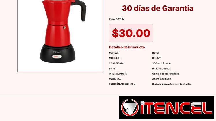 CAFETERA ELÉCTRICA ROYAL ROJA/RCE1709 VPT#-0061